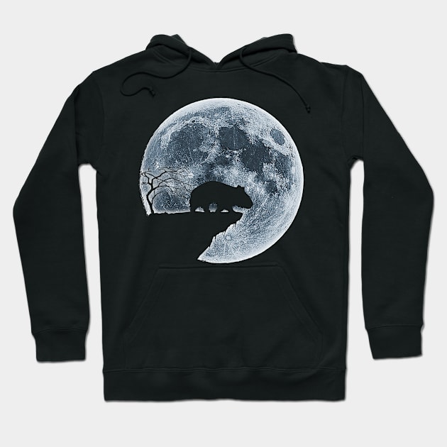 Wombat Halloween Costume Moon Silhouette Creepy Hoodie by magazin